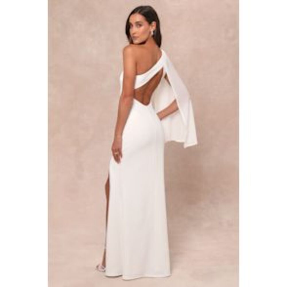 Lulu's White One-Shoulder Cutout Gown